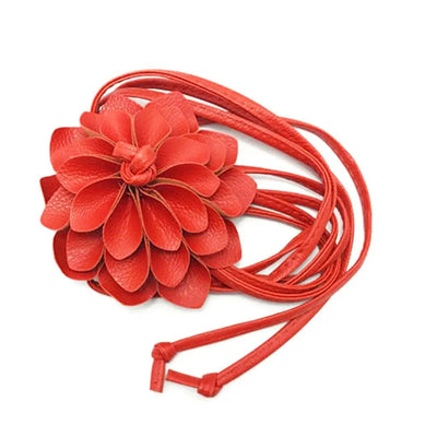 Bohemian Flower Vegan Leather Tie Belt