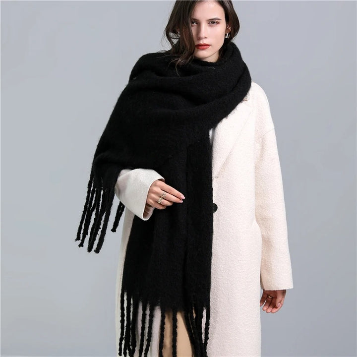 Cozy Afternoon Oversized Soft Fringe Scarf