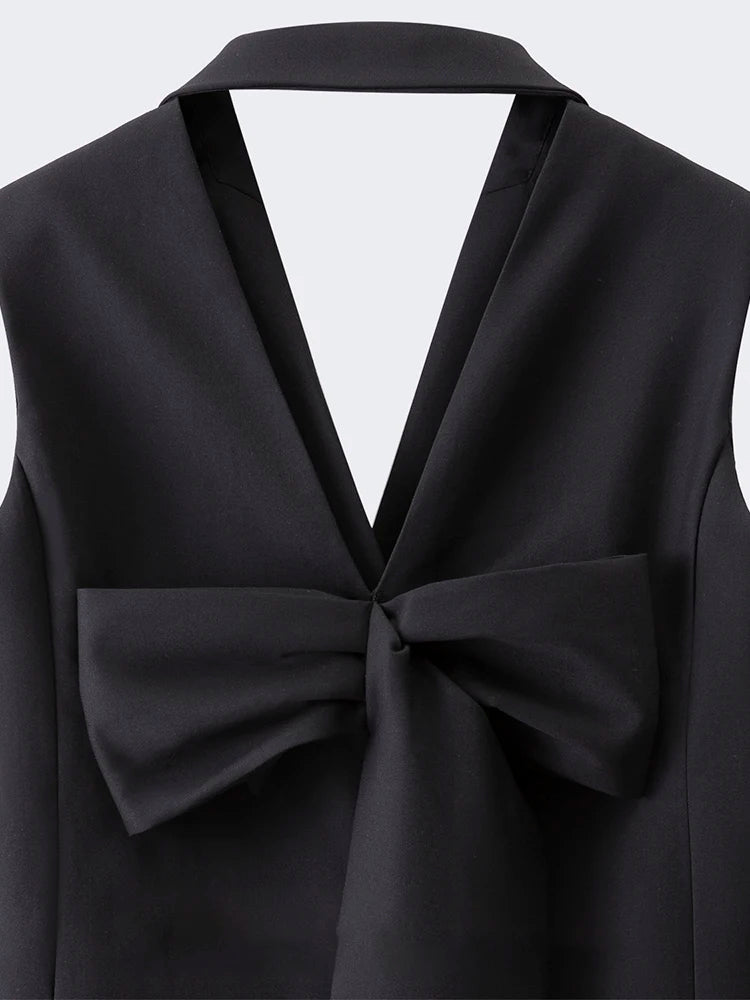 Blair Sleeveless Back Bow Double Breasted Blazer