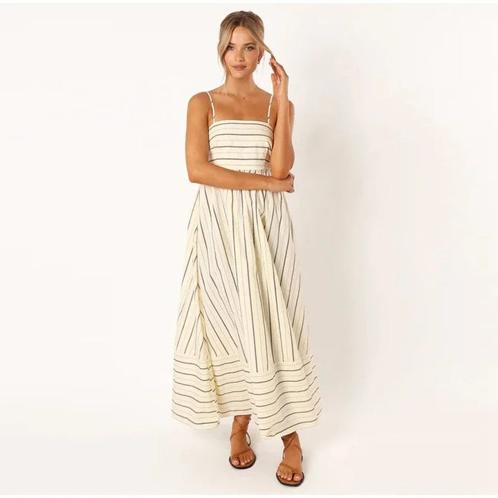 Feeling the Best Striped Cutout Back Midi Dress