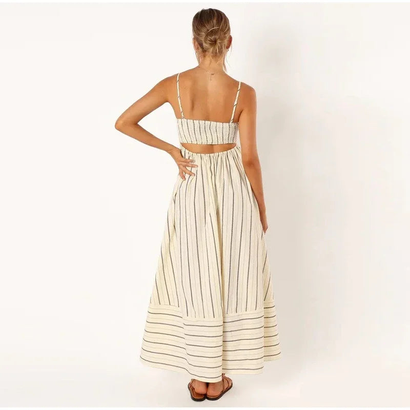 Feeling the Best Striped Cutout Back Midi Dress