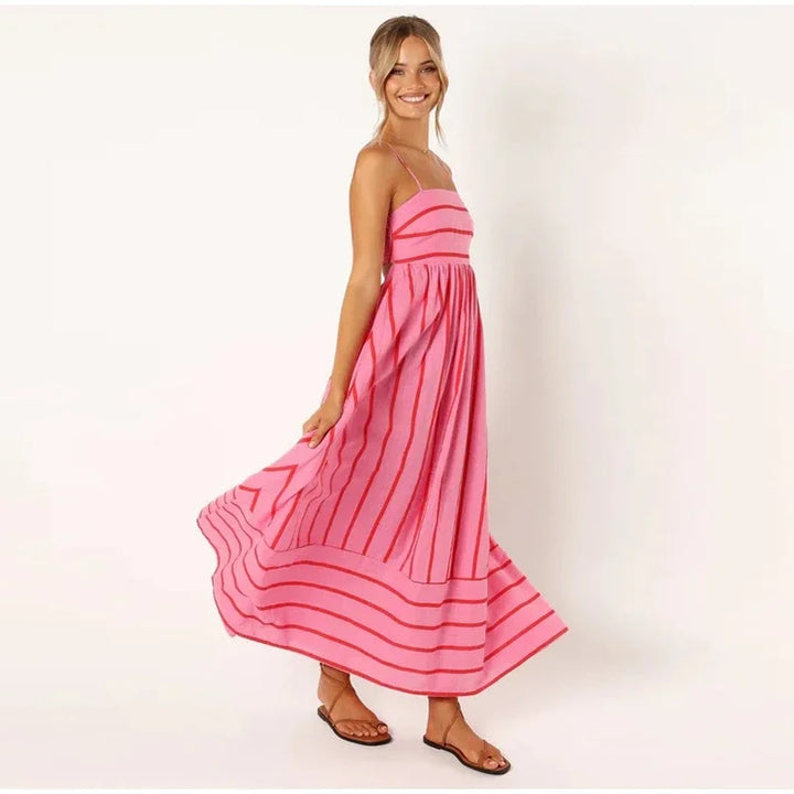 Feeling the Best Striped Cutout Back Midi Dress