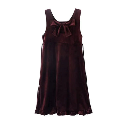 Flawless Maroon Front Bow Ruffle Mini Dress