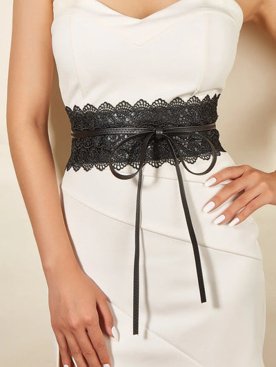 Wide Lace with PU Tying Rope Belt