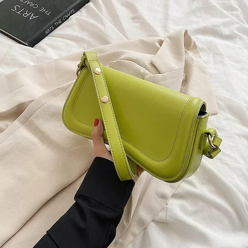 Trendy Wavy Flap Vegan Leather Handbag