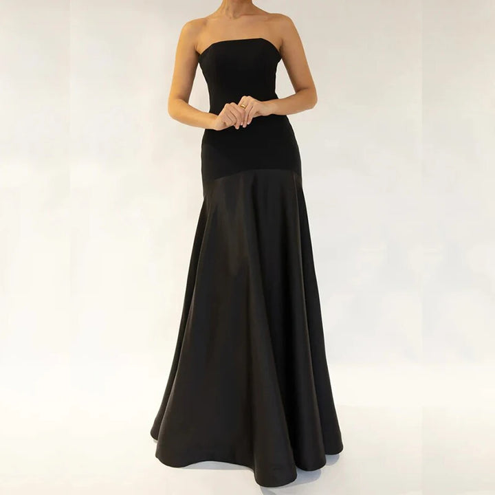 Timeless Elegance Patchwork Strapless Maxi Dress