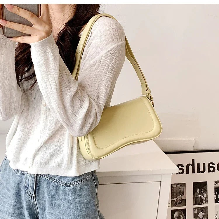 Trendy Wavy Flap Vegan Leather Handbag