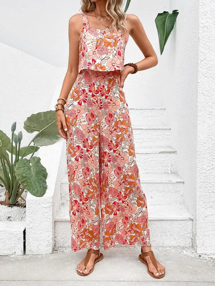 Island Dreaming Floral Sleeveless Wide-Leg Jumpsuit