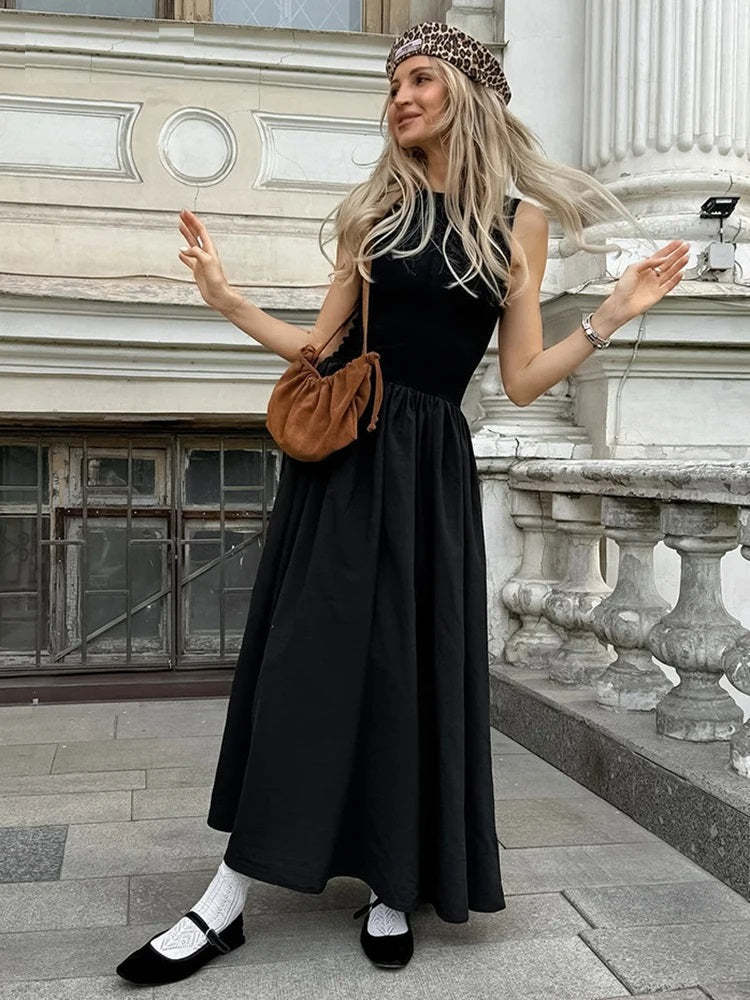 Classic Elegance Black Sleeveless Maxi Dress