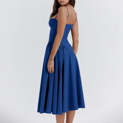 Meet for Tea Low Waist Midi Dress With Pockets