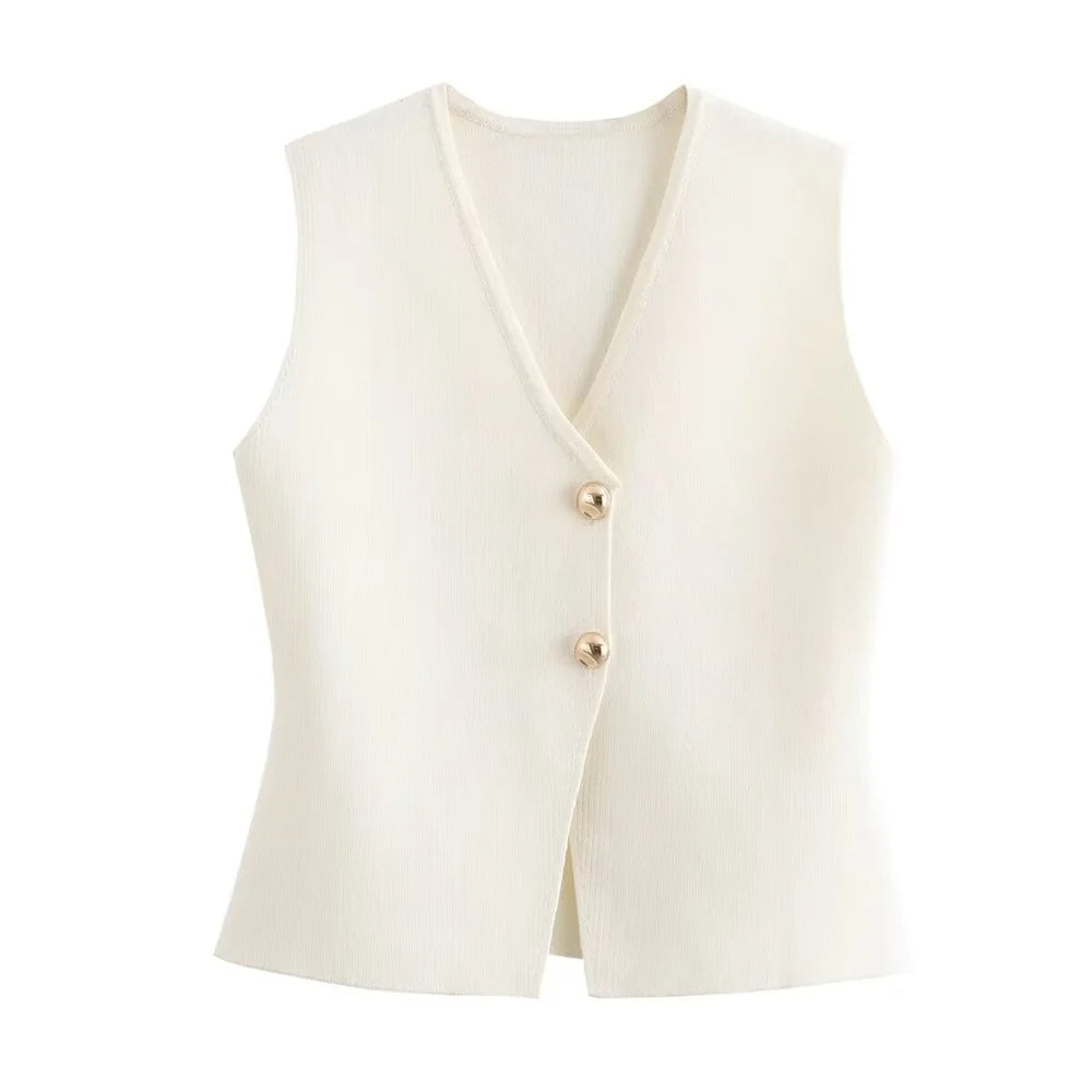 Stylish Twin Buttoned Vest Top