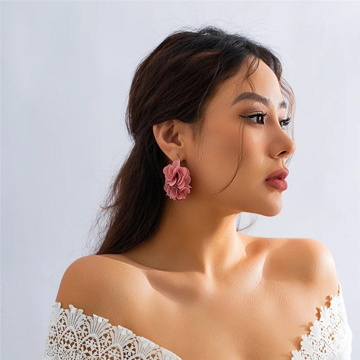 Velvet Rose Hoops Earrings