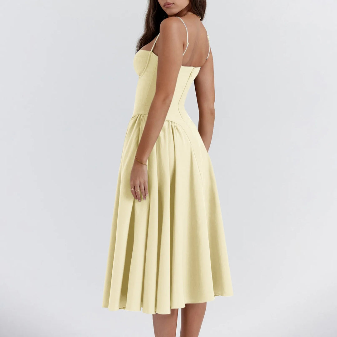 Meet for Tea Low Waist Midi Dress With Pockets