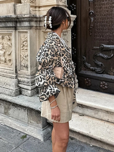 Fierce Charm Leopard Print Tie-Front Top