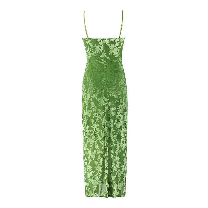 Romance Green Burnout Velvet Maxi Dress