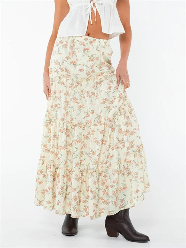 Relaxed Charm High Rise Tiered Maxi Skirt