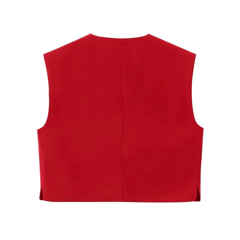 Sharlene Buttoned Knit Cropped Waistcoat