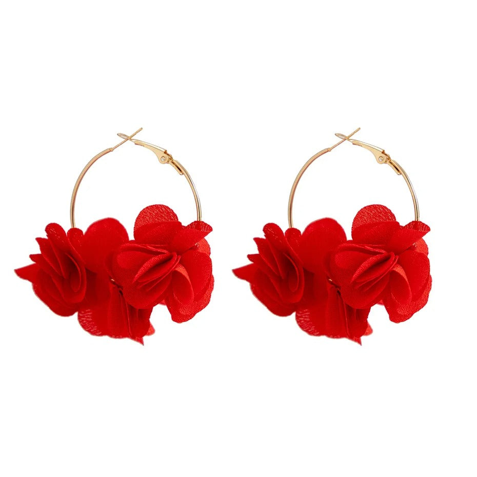 Velvet Rose Hoops Earrings