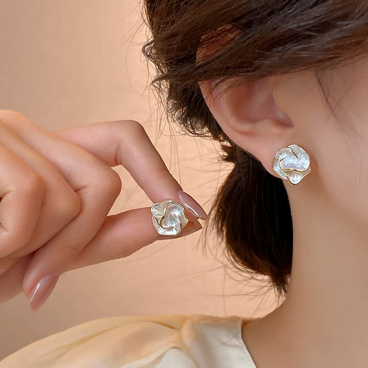 Delicate Camelia Rose Studs