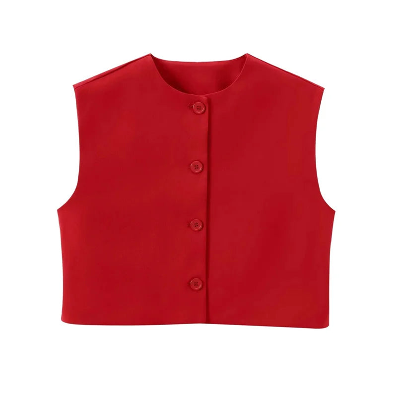 Sharlene Buttoned Knit Cropped Waistcoat