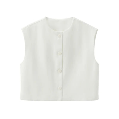 Sharlene Buttoned Knit Cropped Waistcoat