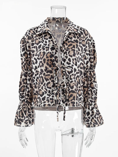 Fierce Charm Leopard Print Tie-Front Top