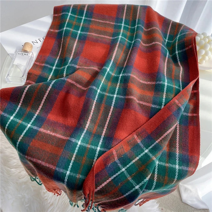 Falling For You Plaid Fringe Scarf