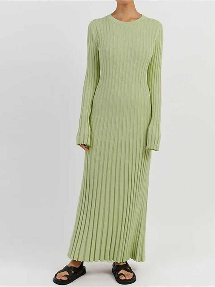 Comfy Aesthetic Ribbed Long Sleeve Maxi Sweater Dress