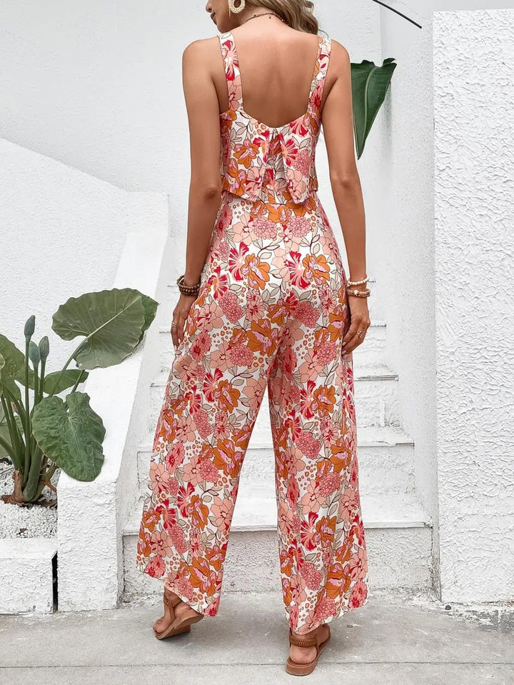 Island Dreaming Floral Sleeveless Wide-Leg Jumpsuit