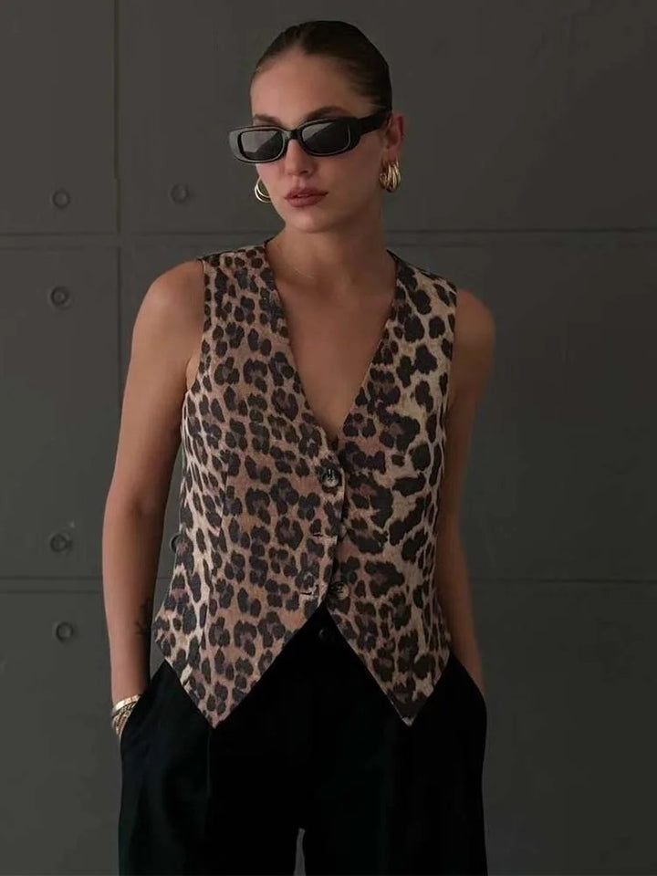 Wildly Perfect Tan Leopard Print Vest Top