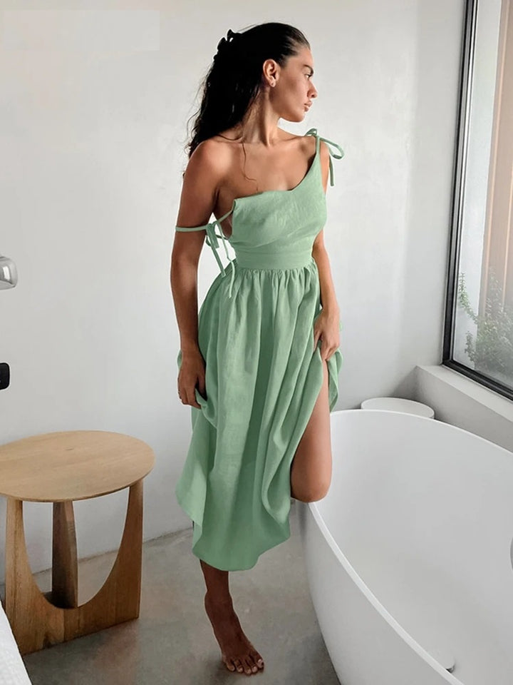 Lovely Crush Backless Tie-Strap Midi Dress