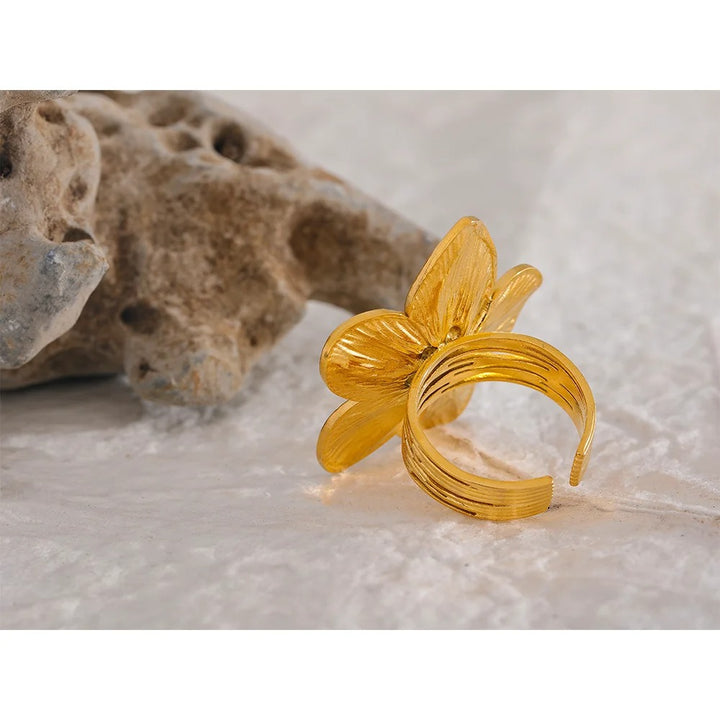 Golden Flower Adjustable Ring