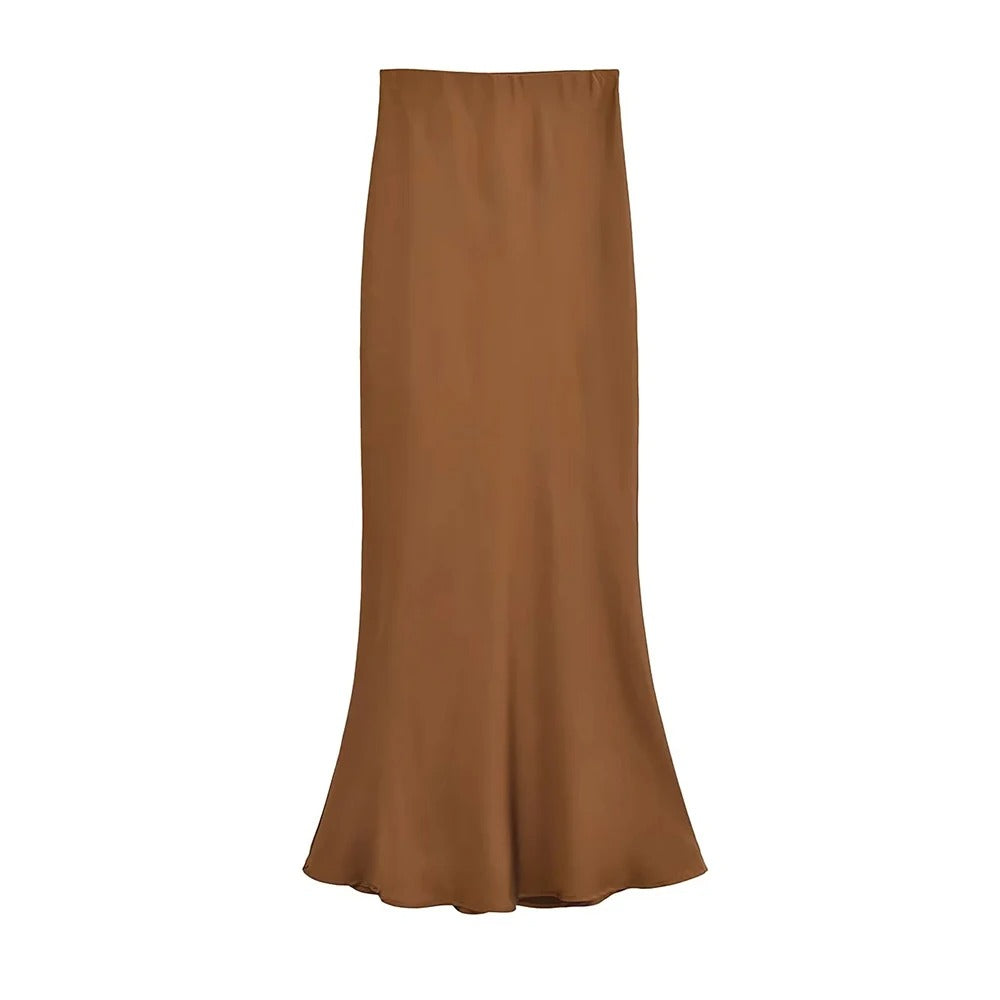 Stylish Chic Mermaid Satin Midi Skirt