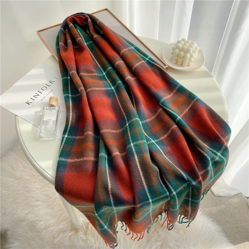 Falling For You Plaid Fringe Scarf