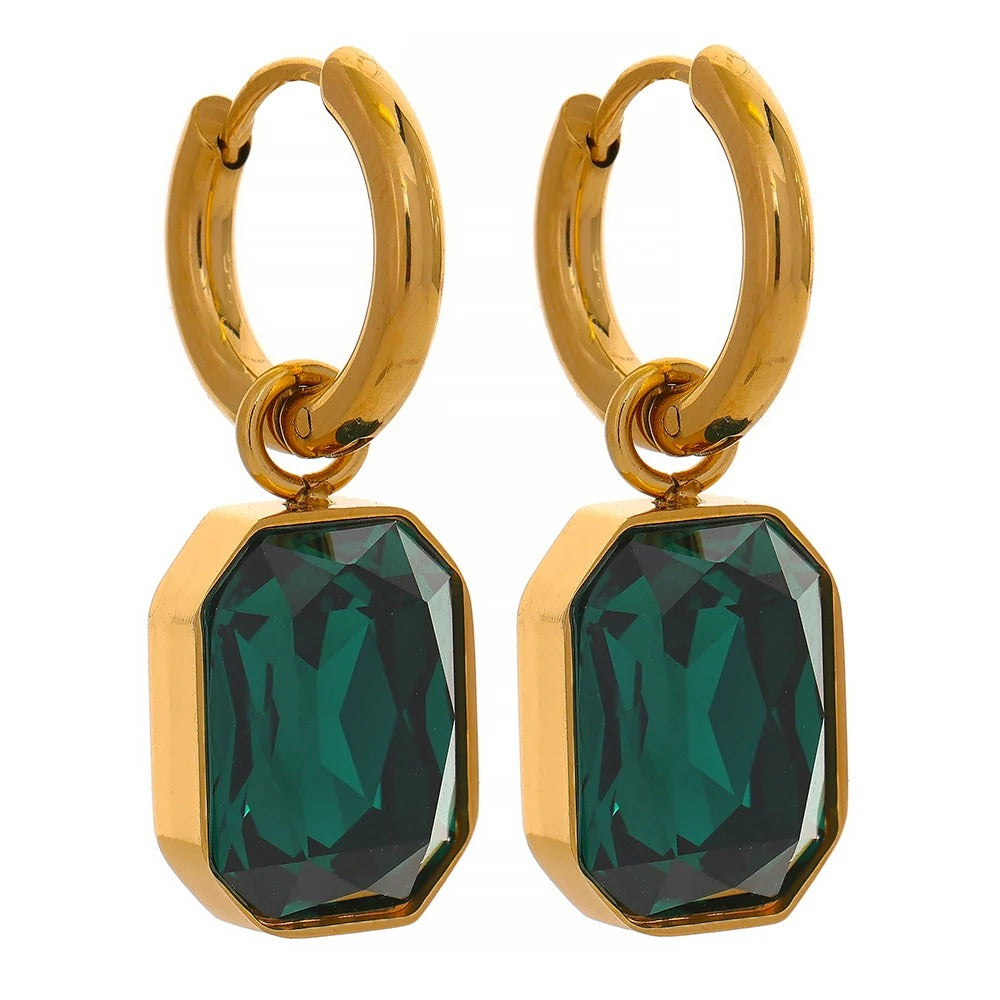 Cubic Zicronia Gold Color Drop Earrings