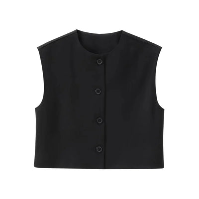 Sharlene Buttoned Knit Cropped Waistcoat