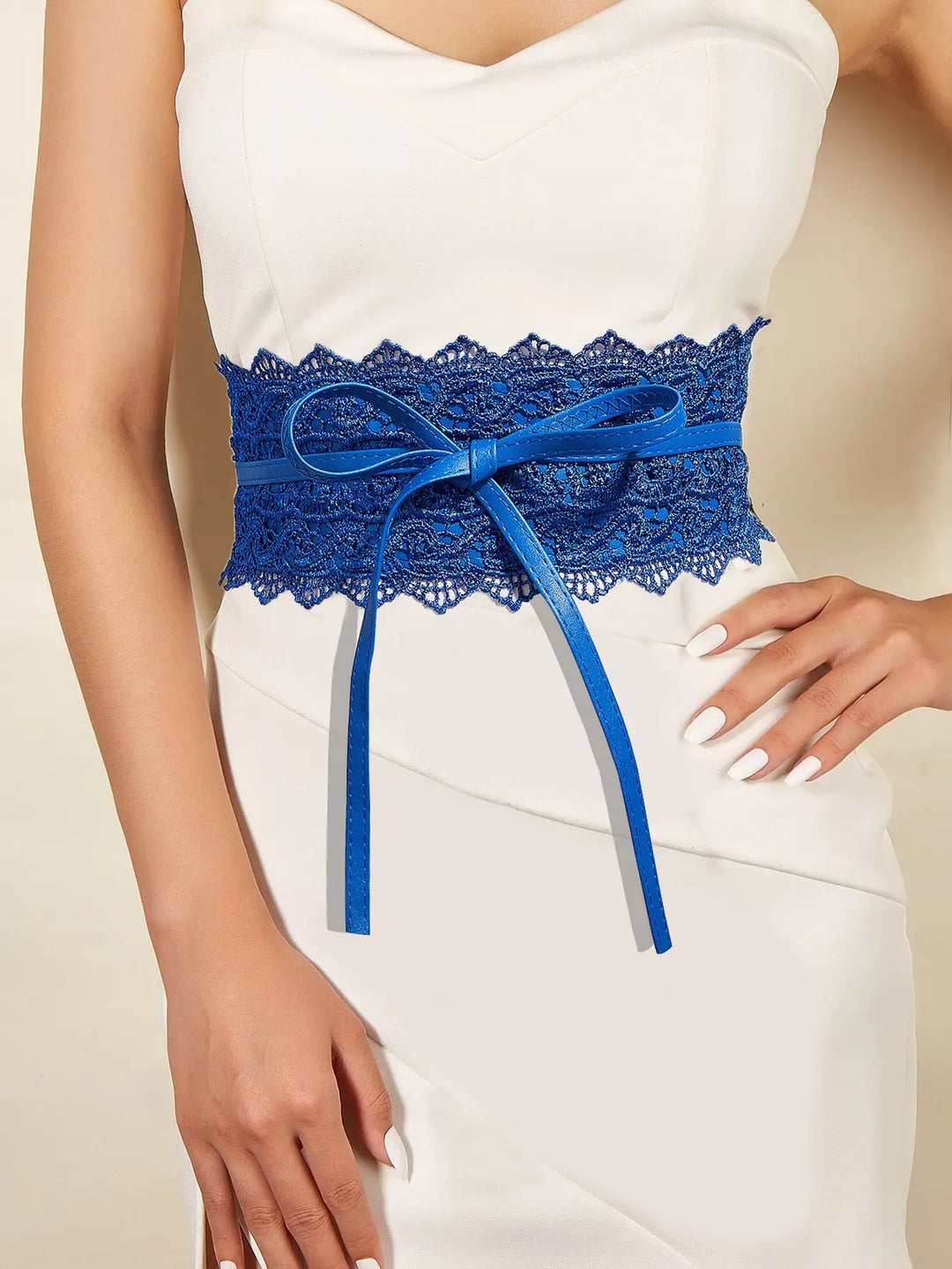 Wide Lace with PU Tying Rope Belt