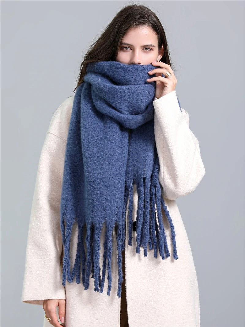 Cozy Afternoon Oversized Soft Fringe Scarf