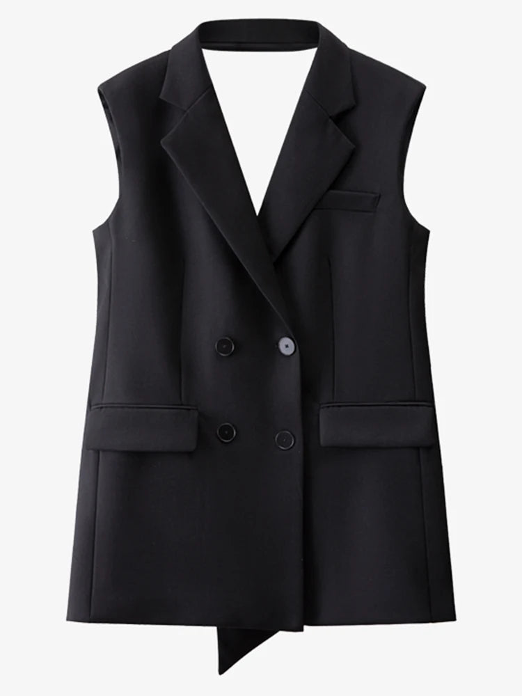 Blair Sleeveless Back Bow Double Breasted Blazer