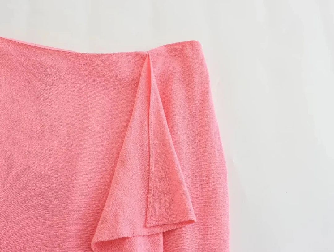 Leading the Trends Pink Ruched Crop Top and Skirt Set