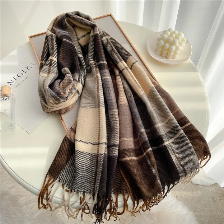 Falling For You Plaid Fringe Scarf