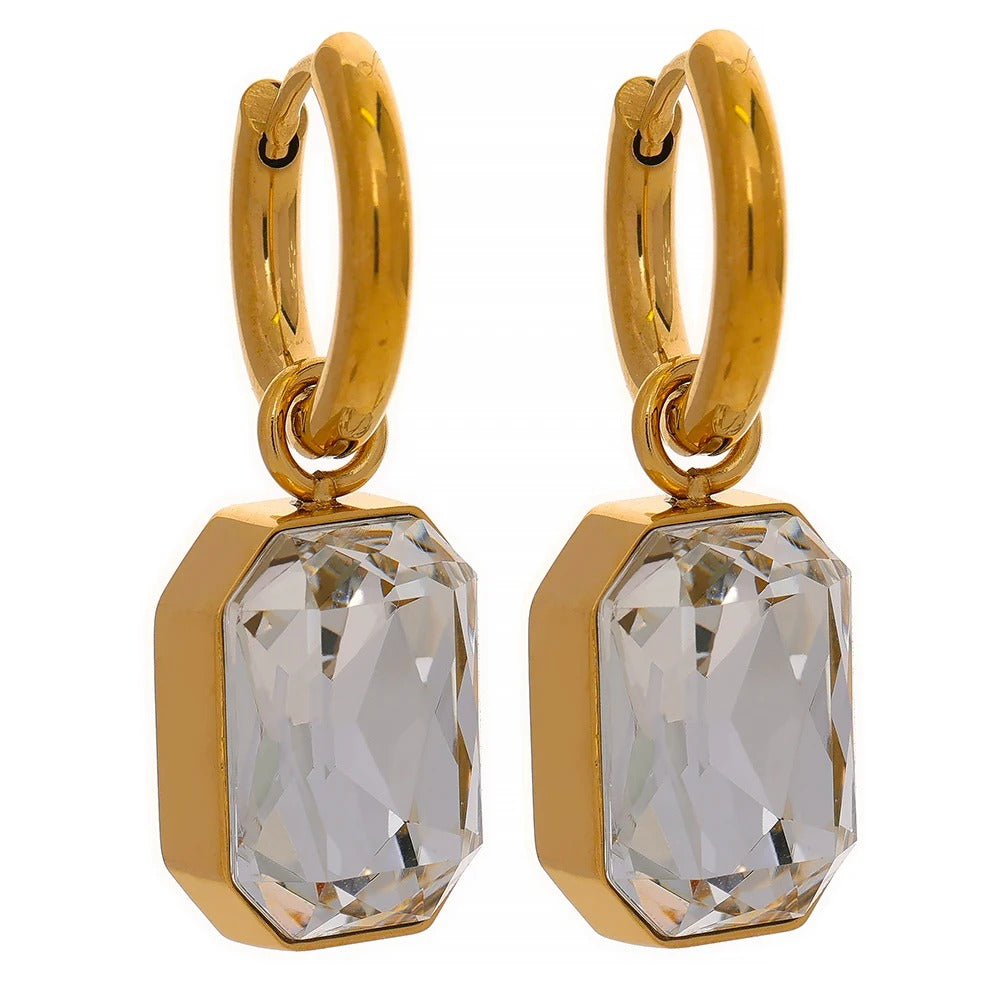 Cubic Zicronia Gold Color Drop Earrings