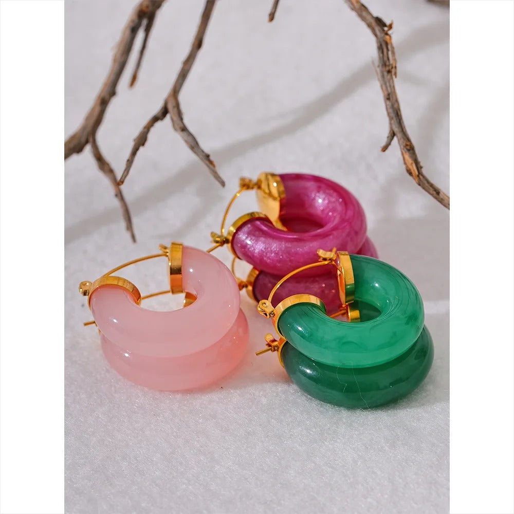 Lucite Resin Hoop Earrings