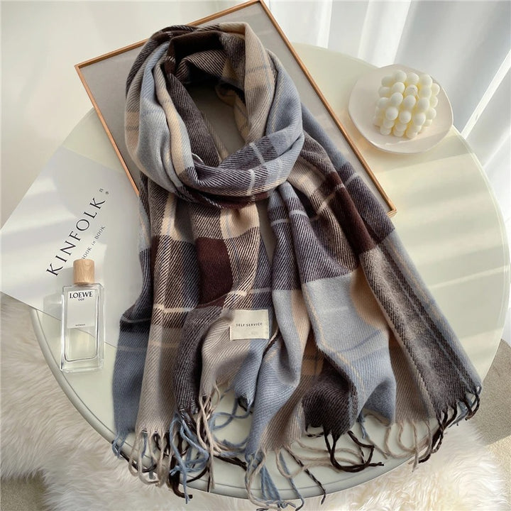 Falling For You Plaid Fringe Scarf