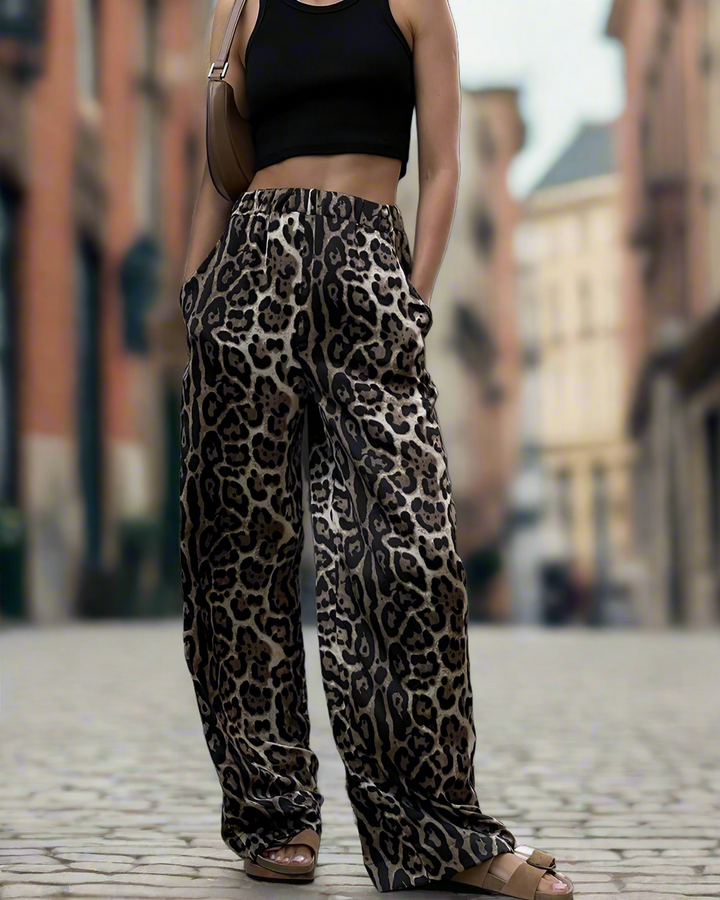 Feeling Wild Leopard Print Wide Leg Pants