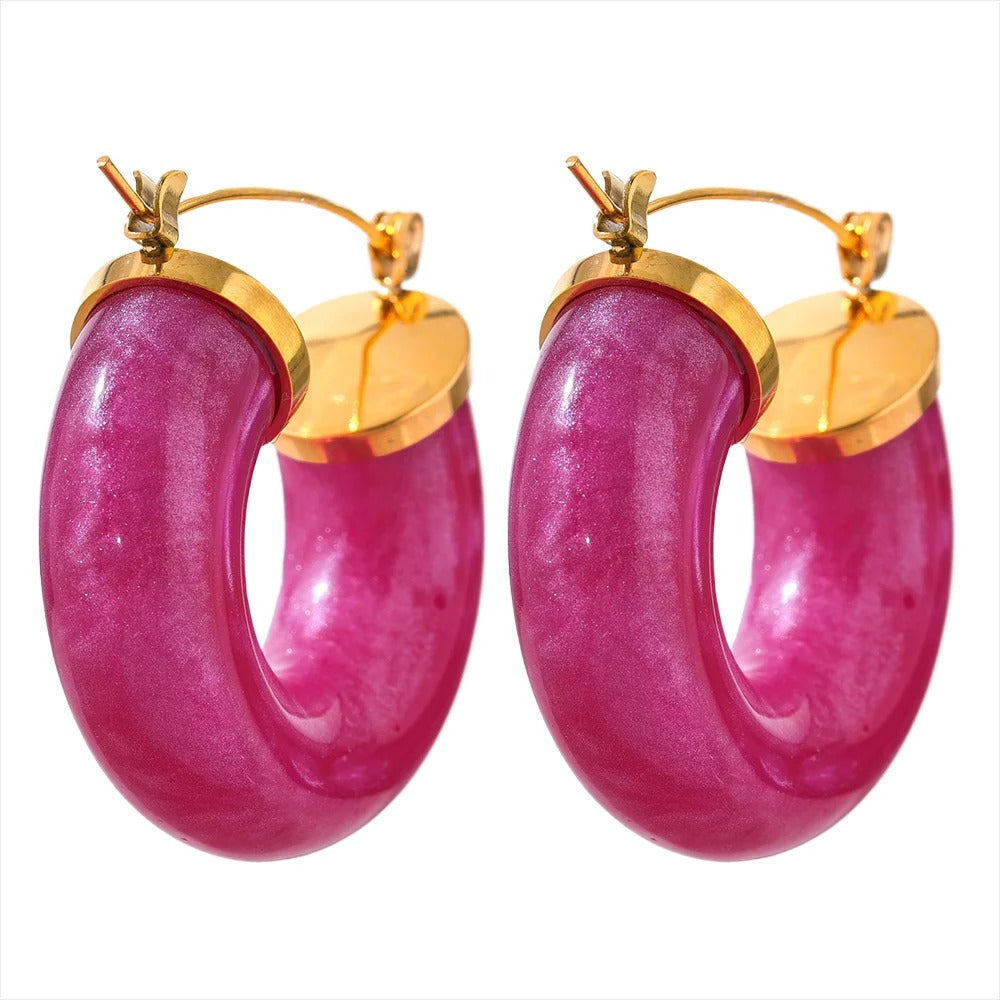 Lucite Resin Hoop Earrings