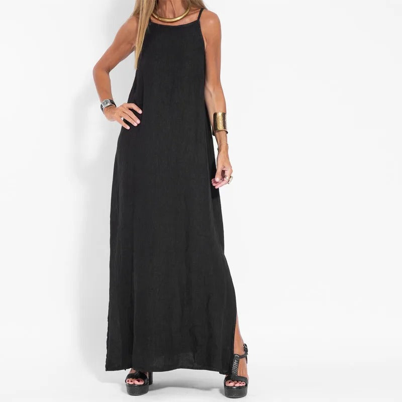 Spring Essence Sleeveless Side Slits Maxi Dress