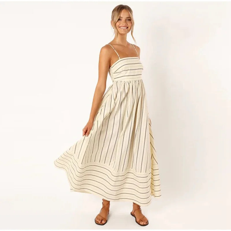 Feeling the Best Striped Cutout Back Midi Dress