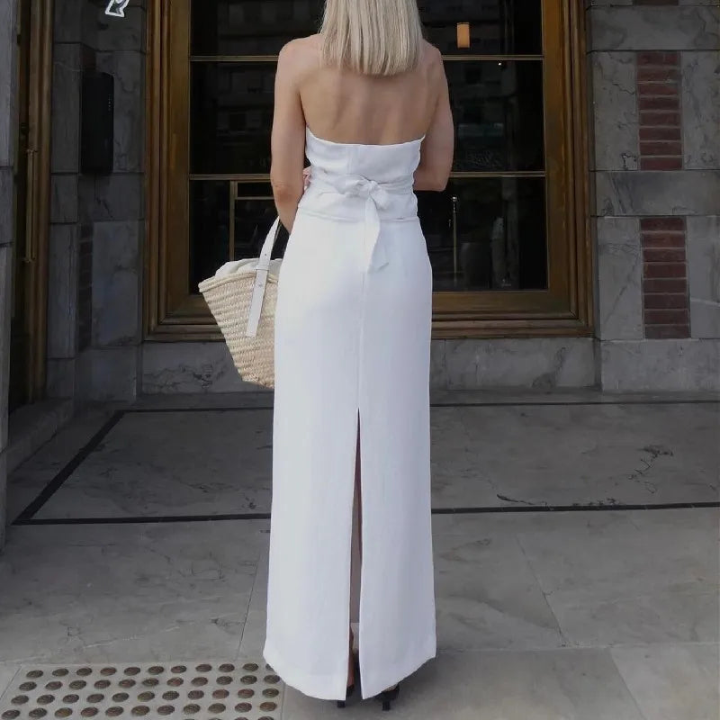 Feeling Bliss White Halter Vest and Skirt Set