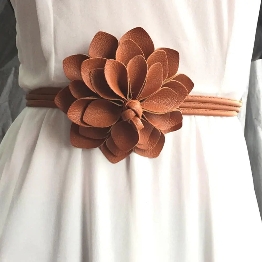 Bohemian Flower Vegan Leather Tie Belt